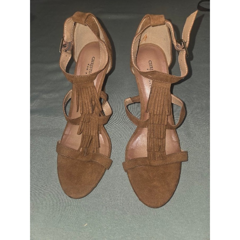 Christian Siriano for Payless Brown Faux Suede Fringe Stiletto Heels Size 9.5